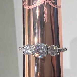 3 stone CZ 925 sterling silver fashion ring size 5.75